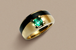 urushi art jewelry/emerald